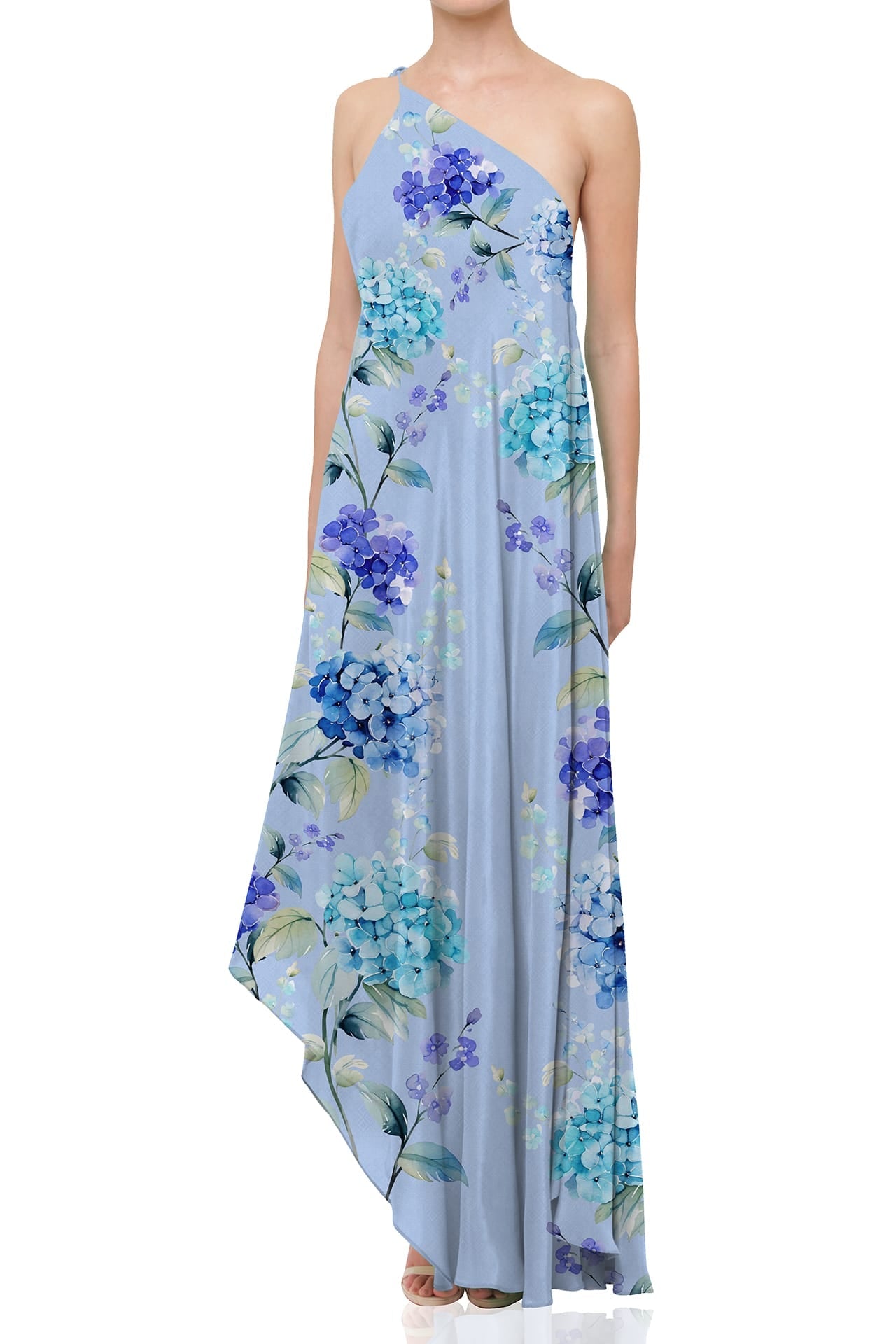 Blue Floral Chiffon Multi-Way Maxi Dress