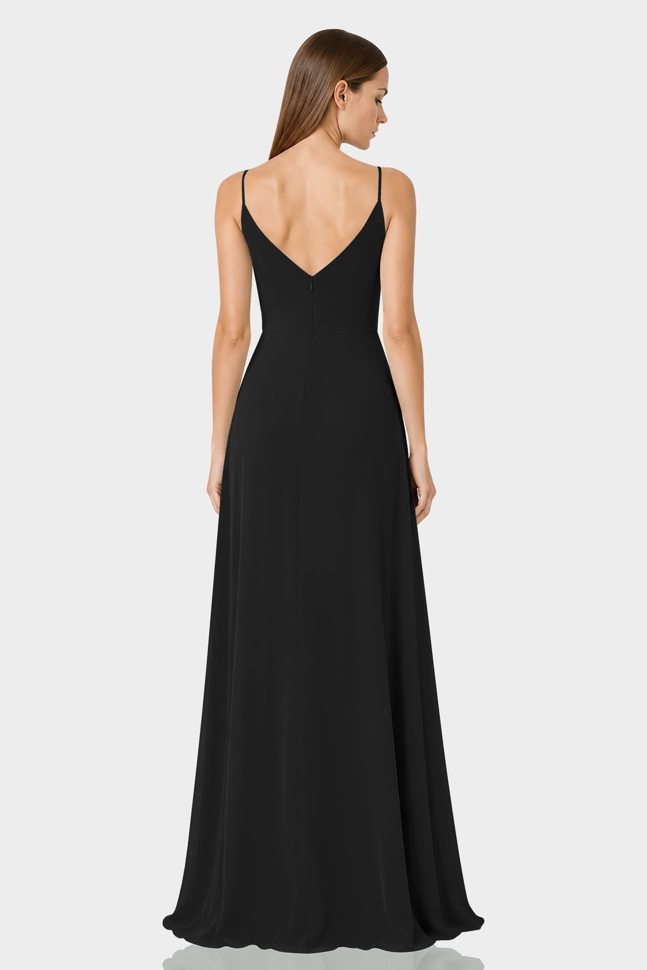 Black Cowl Neck Floor-Length A-Line Wedding Guest Gown