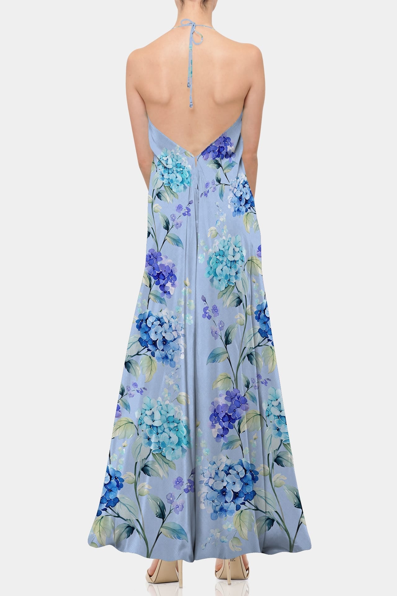 Blue Floral Chiffon Multi-Way Maxi Dress