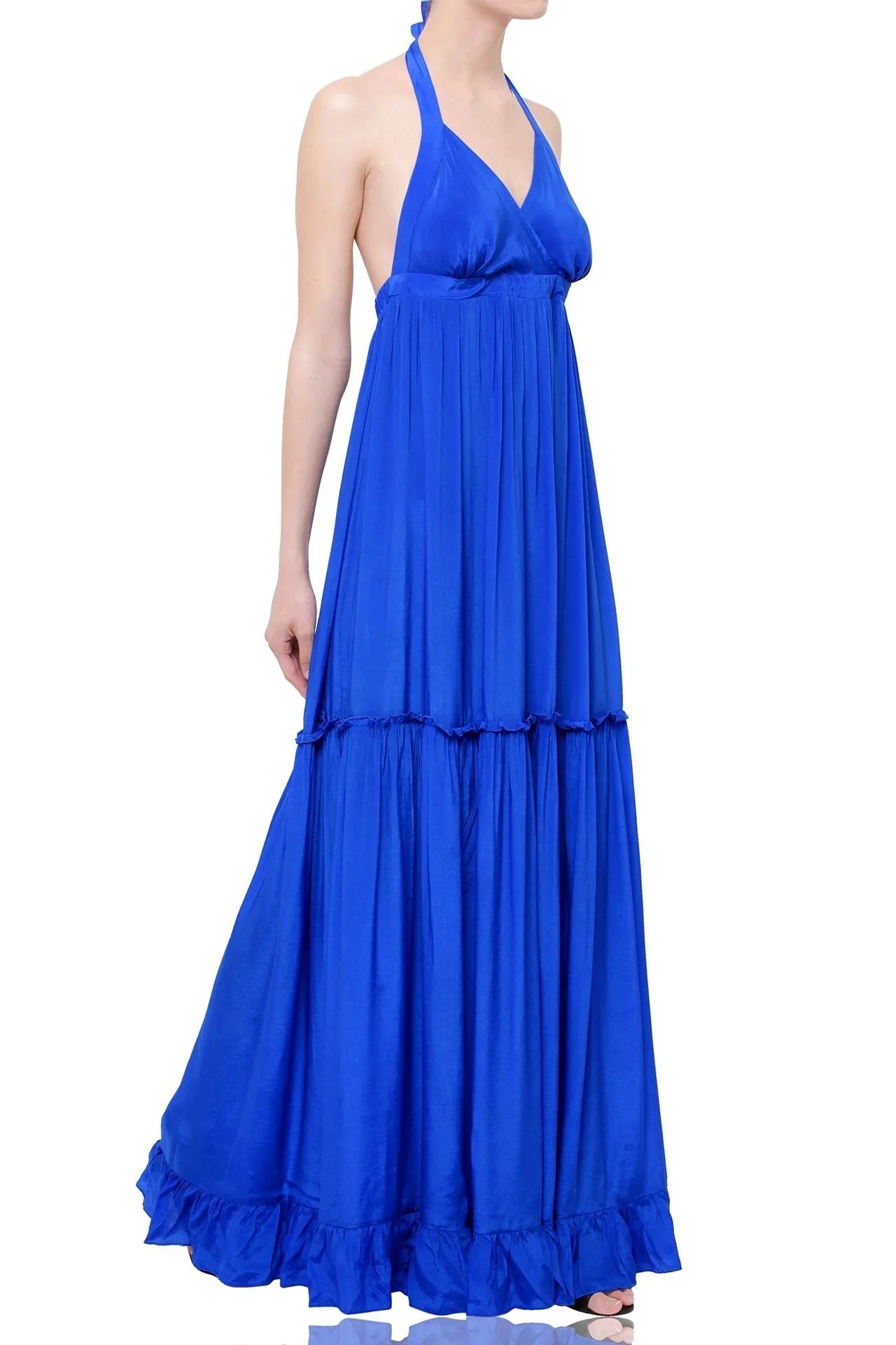 Blue Halter Neck Maxi Dress